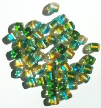 50 6x6mm Aqua, Green, & Topaz Cube Beads
